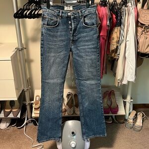 We The Free Jeans Womens Size 27 Button Fly straight leg Medium Wash